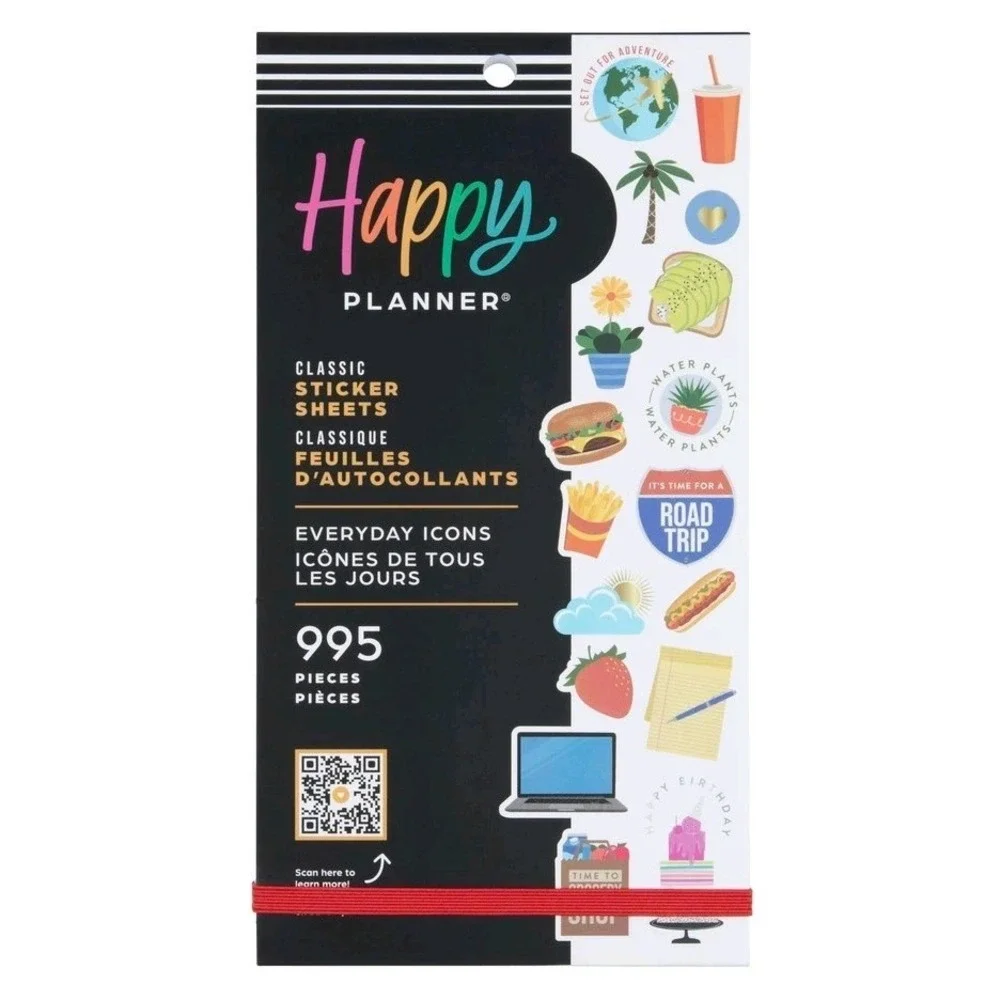 Happy Planner Everyday Icons Sticker Sheets Bright & Bold - 995 Pieces Mambi